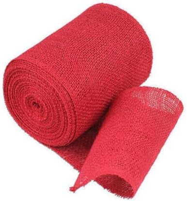 Fabric Red Burlap Jute Ribbon 6" Wide 10 Yards