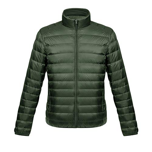 Plumas Ligero Hombre Invierno Plumiferos Abrigo Plumon Hombre Chaqueta Plumífero Chaquetón Pluma Ultraligero Hombre Cazadora Plumón Hombre Chaqueton Plumifero Plumones Hombres Talla Grande Verde 2XL