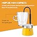 MVPLUE-Mini Express Swiss Single Tube Moka Pot Aluminum Yellow，Moka Set includes One Double Wall 3oz Cup,Enjoy delicious coffee in no time