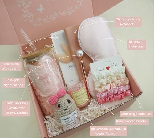 Pink Birthday Gifts for Teen Girls,Inspirational Gifts Basket for Her, Cute Bow Theme Birthday Gifts for Women, Friendship Gifts for Daugther/Sister/Friend /Besite(Pink &Bow) - Image 5