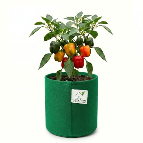 Image of 400 GSM Geo Fabric Round Grow Bags 18x18 Inch, Green Planting Bags for Terrace and Kitchen Gardening Pack of 1