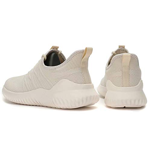 Image of Men's Slip-on Running Shoes Comfortable Lightweight Breathable Walking Tennis Sneakers Zapatos de Hombre Beige