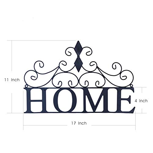 Yamfurvo Scrolled Home Word Wall Decor, Metal Wall Mounted Plaque Door Art Sign, Decorative Hanging Wall Ornament For Bedroom, Living Room, Dining Room, Black #TOP1