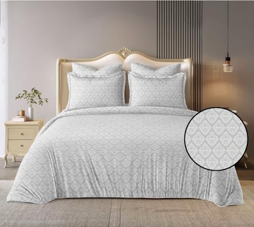 Image of Blue Strip Polycotton Bedsheet, King 108x108 (Silver) | Hotel Quality | Soft, Breathable & Colourfast | Wrinkle Resistant | Machine Washable | Pillow Covers Included