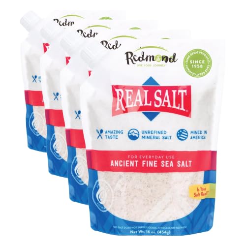 Image of Redmond Real Salt - Ancient Fine Sea Salt, Unrefined Mineral Salt, 16 Ounce Pouch (8 Pack)