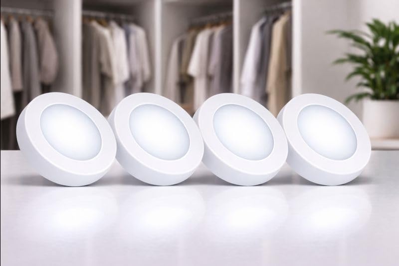 Image of OLIPS 3W LED Cabinet & Cupboard Striker Light | Magnetic Cover Surface Mount Light | Elegant Slim Metal Body | Bright Energy Efficient LED for Kitchen & Wardrobe (4, White)