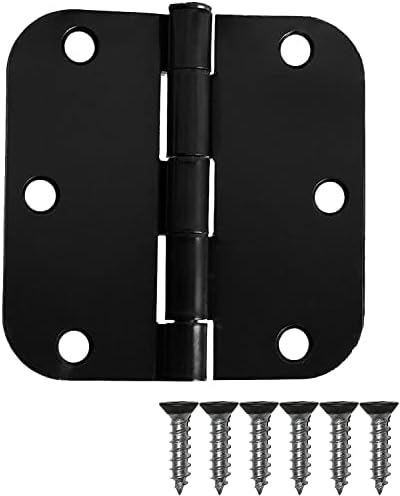 Ilyapa 48 Pack Matt Black Interior Door Hinges, 3.5 x 3.5 Inch Interior Door Hinges, Black Interior Hinges, Matte Black Hinges for Doors 3 1/2 with 5/8 Inch Radius Corners, Black Interior Door Hinges