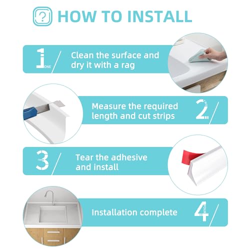Image of Shower Threshold Water Dam,Walk in Shower Water Guard, Shower Dam Water Barrier Bathroom Sink Splash for Dry And Wet Separation Caulk Seal Strip Edge Trim (78Inch, White)