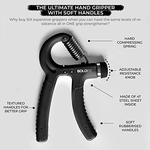 Boldfit Adjustable Hand Grip Strengthener, Hand Gripper for Men & Women for Gym Workout Hand Exercise Equipment to Use in Home for Forearm Exercise, Finger Exercise Power Gripper (Image - 5)