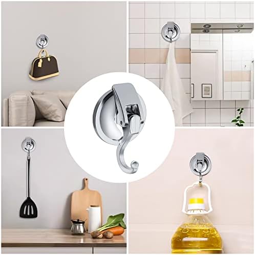 2 Pack Suction Hooks, Vacuum Suction Cup Hooks Powerful Push Removable Heavy Duty Hooks for Kitchen, Bathroom and Living Room Pendants with a Maximum Load of 15KG
