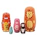 Szaerfa 5PCS Holznisttiere Russische Puppen Niedliche Cartoon handgemachte Tiermuster Puppe Spielzeug Geschenke Kinder Home Decoration
