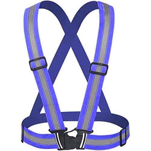 Comidox Reflective Vest With Hi Vis Bands, Fully Adjustable & Multi-Purpose: Running, Cycling, Motorcycle Safety, Dog Walking - High Visibility Blue 1Pcs #TOP7