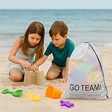 GoTEAM! Set of 2 Mesh Beach Carry Bag – Multi-Purpose Drawstring Beach Storage (Sand Toys, Swim Gear, Pool & Outdoor Equipment)