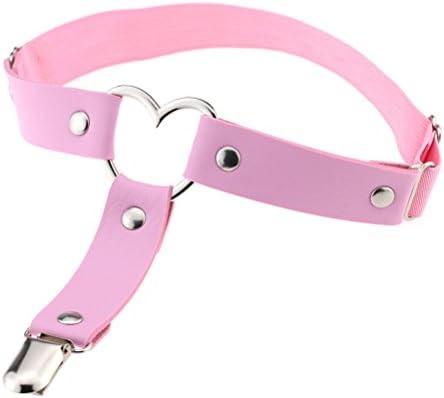 2 Pcs Adjustable Sexy Elasticity Leg Harness Garter Belts Punk Gothic Thigh Ring Garter with Metal Clip (Pink)