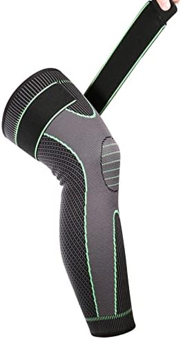Knee Brace , Long Knee Compression Sleeve Support for Arthritis ACL and Meniscus Tear for Sports Knee Support for Men and Women (single) (Green-Black, L)