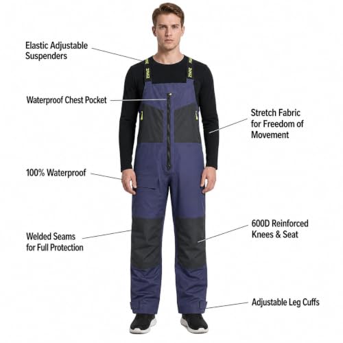 Image of Men's PRO Offshore Sailing Suit, Waterproof Jacket & Bib Pants | 3-Layer Fabric, Hi-Vis Hood, Reinforced Hips And Knees, Adjustable Suspenders, Reflective Safety Details