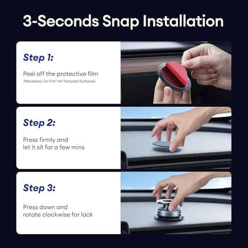 Image of GadgetBite 360 Magnetic Car Mobile Holder for Dashboard Vacuum Suction Phone Holder Mount Hand Free Magnetic Cell Phone Stand with Strong Grip Shockproof Suction Cup for Car Gym Office Table - Black