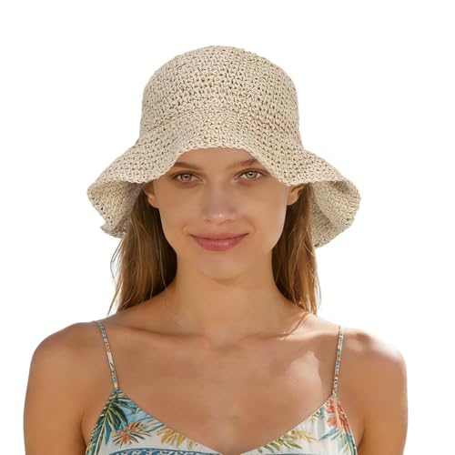 Sombrero de paja para mujer con ala ancha para verano