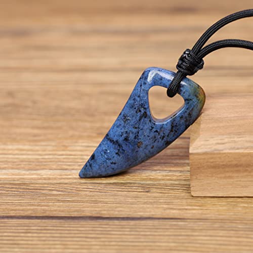 Coai Wolf Tooth Amulet African Blue Stone Pendant Necklace For Men Women #TOP4
