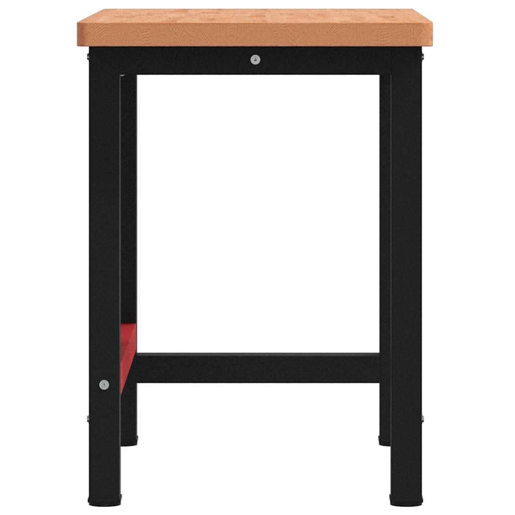 Banco de trabajo de madera maciza 100 x 60 x 83 cm de haya rectangular con estructura de metal con recubrimiento de polvo y amplia superficie de trabajo para bricolaje