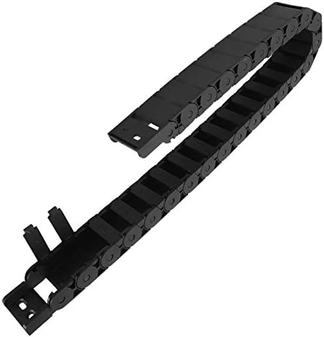 LMioEtool R28/38 15mm x 30mm(Inner H x Inner W) Black Plastic Cable Wire Carrier Drag Chain 1M Length for CNC, with End Connectors - Semi Enclosed Type (Inner Side openable)