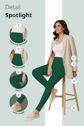 Image of Women's Cotton Lycra Ankle Length Leggings | Regular Rise, Soft 4 Way Stretch Fabric | Casual & Ethnic Wear