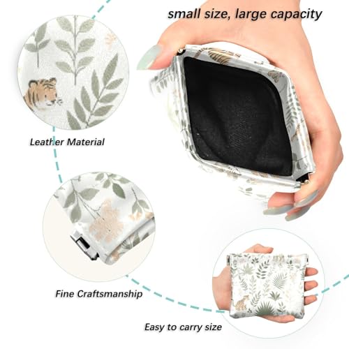 Jungle Plants Coin Purse Leather Pouch Change Purse, Squeeze Coin Pouch for Cards, Keys & Lipsticks, Unisex2