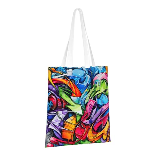 Graffiti Drawing Print Polyester Canvas Tote Bag, Worthy Shopping Bag, Ideal For Present And Daily Errands2
