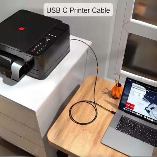 Image of Aliens USB Type C to USB B 2.0 Printer Cable Cord, High Speed 480Mbps data transfer, Nylon Braided Fiber Jacket for Scanners, Printers, Fax Machine, MacBook Pro,HP,Canon,Epson,DIMI(Black-1.5M /4.9Ft)