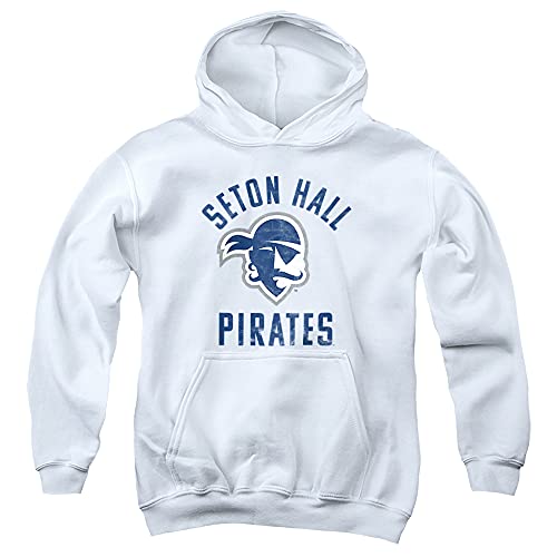 Seton Hall University Official Pirates Logo Unisex Youth Pull-Over Hoodie,White, Small