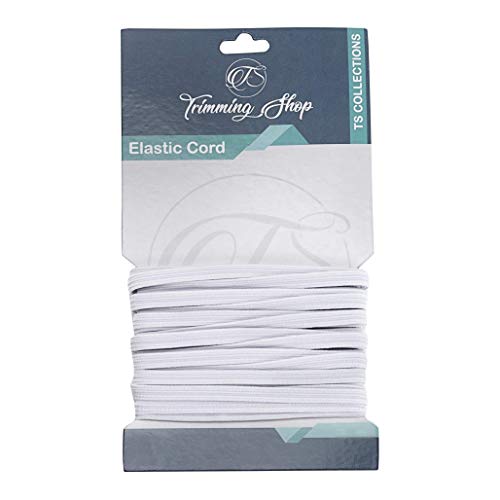 Trimming Shop Ruban élastique rond de couleur blanche de 5 mm de large et de 5 mètres de long, pour couture et travaux manuels – Cordon extensible pour jupes et pantalons