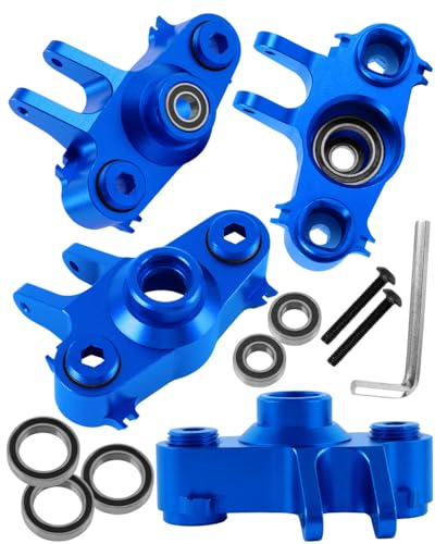 RCMYou RC Steering Block Knuckle Arm Upgrades Part for 1/10 T-Maxx/E-Maxx,Aluminum Steering Block Knuckle Arm w/Rubber Shielded Bearing Hops up,#5334,Navy Blue