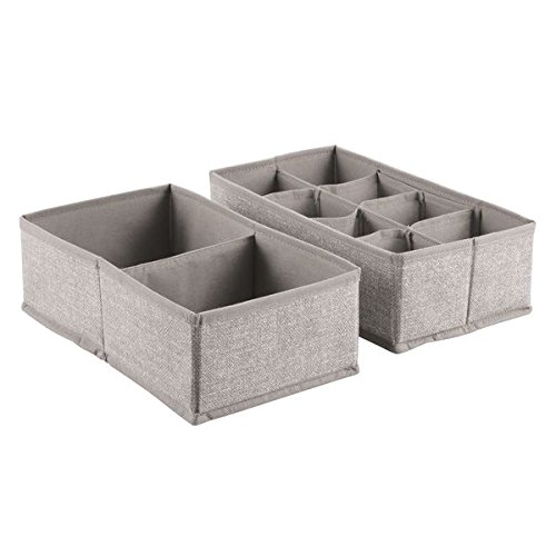 iDesign InterDesign Fabric Dresser Storage Solution for Underwear, Socks, Tights, Accessories, Linen Aldo Drawer Organizer (Set of 2), 10 Compartments, 2 Piece