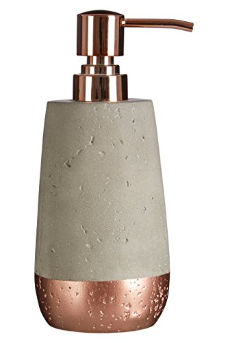Image of Premier Housewares Neptune Lotion Dispenser, ABS Plastic/Concrete, Grey/Copper, 8 x 8 x 19 cm