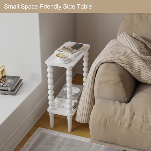 Veegle Narrow Side Table, Small End Table with Storage Shelf, Modern Bedside Table Night Stand for Living Room, Bedroom, Office and Small Spaces (White) by Veegle - Image 5