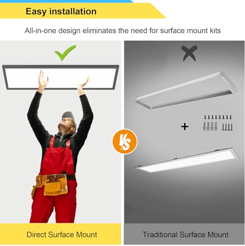 Image of AIKVSXER 18 Pack 1x4 LED Flat Panel Light Surface Mount Black, 5500LM 50W