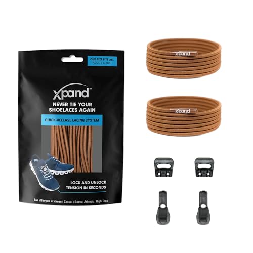 Xpand No Tie Elastic Shoe Laces for Adults & Kids | One size fits all Round Laces for Sneakers and Boots | Tieless Shoelaces for Hiking, Running, and Everyday use