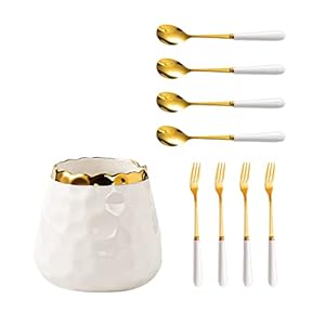 Fvstar Kaffeebesteck-Set mit goldenen Löffeln und Gabeln