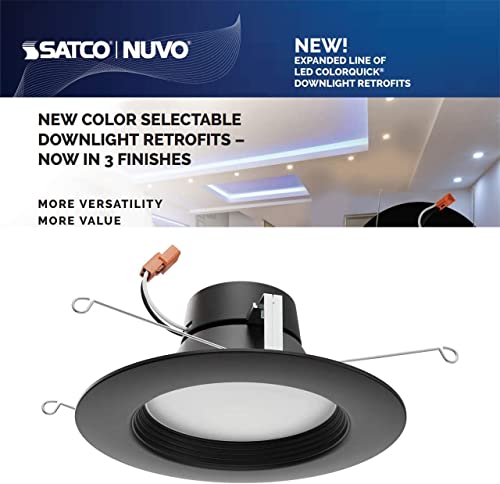 Satco (8 Pack) Led Color Selectable Downlight Retrofits, Part Number S11835, 9 Watt; 5 Inch - 6 Inch; Cct Selectable; 120 Volts; Dimmable; Black Finish For Industrial And Commercial Use #TOP6