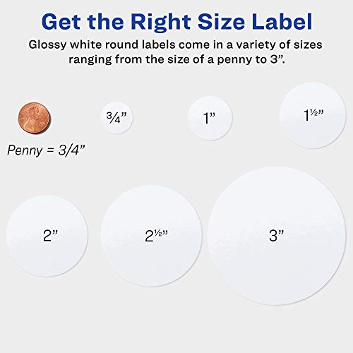 Image of Avery Printable Round Labels with Sure Feed,2.5 inch Diameter,Glossy White,90 Customizable Labels (22830),(Pack of 5)