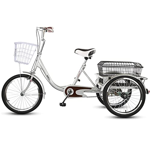 AYCDL Adult Tricycle 3 Wheel Bicycle Adult Tricycle Advanced Tricycle Off-Road Large Basket 20 Inches Shopping Outing Fitness Men and Women Cruise Car
