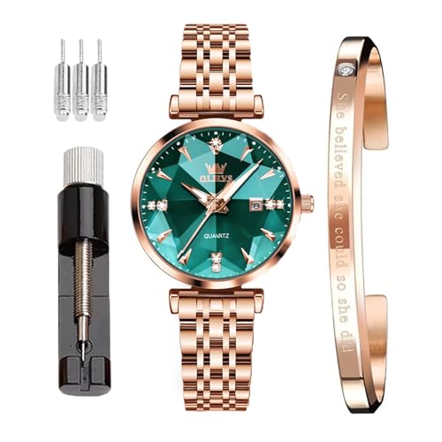 Montre pour femmes étanche OLEVS en or rose parfaite pour sublimer vos tenues de bureau et de soirée