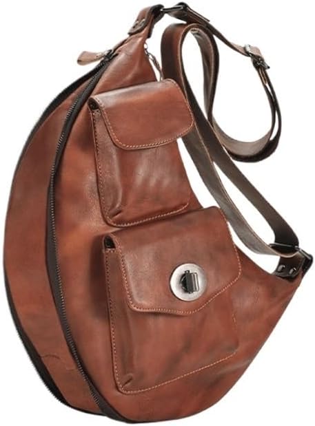 Men's Vintage Leather Chest Bag with Expandable Feature for Cross Body Carrying Large Capacity