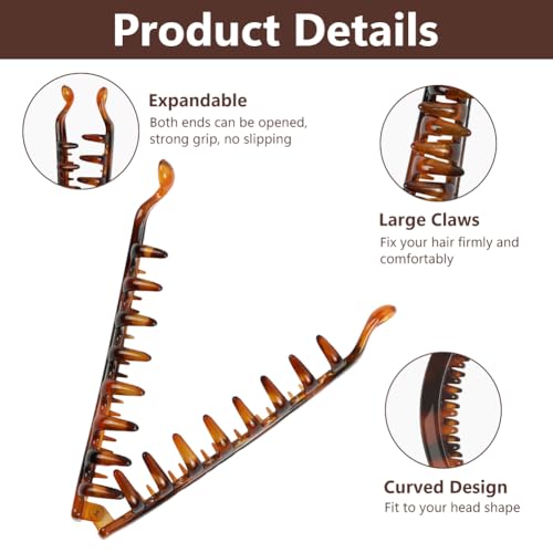 LOPHE Große Banana Clip, 4 Stück Groß Bananen Haarspange für langes Haar, Dickes Haar, Vintage Bananen Krallen Clips Banana-Haarspangen für Damen und Mädchen