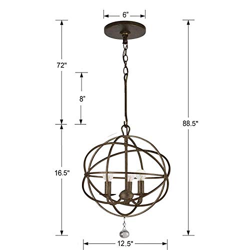 Crystorama Solaris 3 Light English Bronze Mini Chandelier - Ceiling Light Fixture - Chandeliers For Hallway, Living Room, Foyer, Farmhouse - Indoor Modern Chandelier And Hanging Light Fixture #TOP4