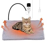 EOJDDPA Tappetino Riscaldante per Gatti e Cani, Cuscino/Tappeto Riscaldante per Animali Domestici 45x45 cm Anti-Morso, con Tempistica e Temperatura Regolabile, Sicuro ed Elettrico