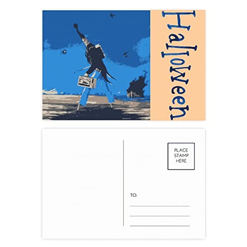 Cartes postales remerciement Halloween bleu lot de 20 correspondance