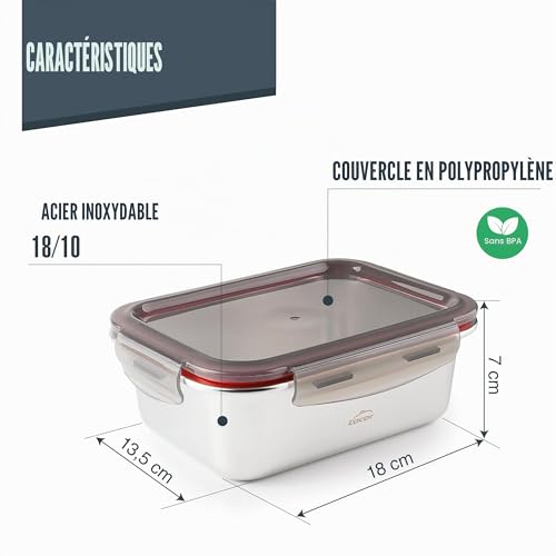 Lacor 64610 - Contenant alimentaire rectangulaire Ecoinox, acier – vue 2
