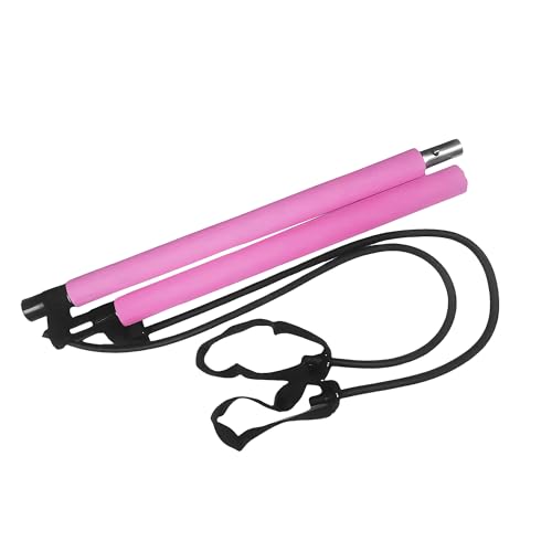 ZUFUMI Kit de barre de pilates avec bandes de résistance – Équipement de pilates multifonction pour femmes et hommes à domicile, gym, pilates, yoga (rose)