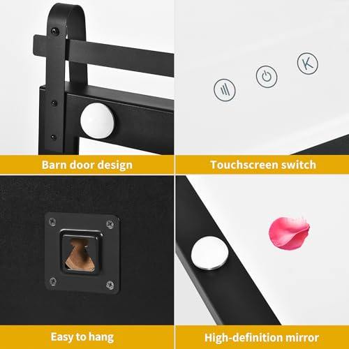 DWVO Makeup Vanity Desk with Large Mirror and Lights, Makeup Vanity with 2 Drawers, Dresser Table, Makeup Vanity with Led Lighted Mirror in 3 Colors, for Bedroom